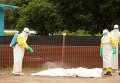 Медики дезинфицируют тело умершего от вируса эбола в Либерии Медики дезинфицируют тело умершего от вируса эбола в Либерии
