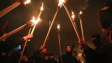 Факельное шествие в честь 106-й годовщины со дня рождения лидера Организации украинских националистов Степана Бандеры в Киеве Факельное шествие в честь 106-й годовщины со дня рождения лидера Организации украинских националистов Степана Бандеры в Киеве