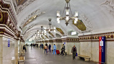 Станция метро Киевская Арбатско-Покровской линии Московского метрополитена. Архивное фото Станция метро Киевская Арбатско-Покровской линии Московского метрополитена. Архивное фото