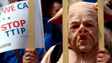 Участники мюнхенской акции протеста против соглашений о трансатлантической торговле в Европе Участники мюнхенской акции протеста против соглашений о трансатлантической торговле в Европе