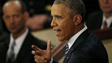 Президент США Барак Обама во время обращения к конгрессу Президент США Барак Обама во время обращения к конгрессу