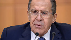 Министр иностранных дел России Сергей Лавров на пресс-конференции в Москве Министр иностранных дел России Сергей Лавров на пресс-конференции в Москве