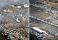 Снимок последствий цунами 12 марта 2011 (слева) и снимок 16 февраля 2016 (справа) в Японии Снимок последствий цунами 12 марта 2011 (слева) и снимок 16 февраля 2016 (справа) в Японии