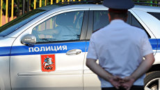 Полицейский автомобиль и сотрудник полиции. Архивное фото Полицейский автомобиль и сотрудник полиции. Архивное фото