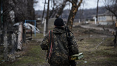 Ополченец в Луганской области. Архивное фото Ополченец в Луганской области. Архивное фото