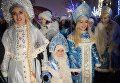 Участники торжественного шествия во время парада Снегурочек в Москве Участники торжественного шествия во время парада Снегурочек в Москве