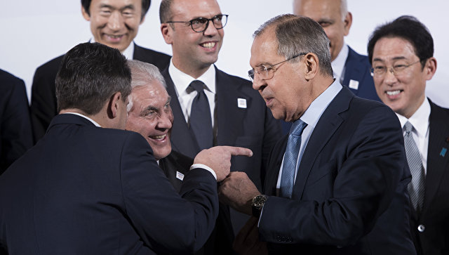 Сергей Лавров и государственный секретарь США Рекс Тиллерсон во время переговоров. Архивное фото