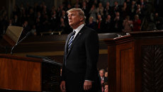 Президент США Дональд Трамп во время выступления перед конгрессом. 28 февраля 2017 Президент США Дональд Трамп во время выступления перед конгрессом. 28 февраля 2017