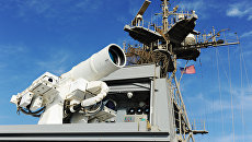 Лазерная пушка, установленная на борту корабля USS Ponce Лазерная пушка, установленная на борту корабля USS Ponce