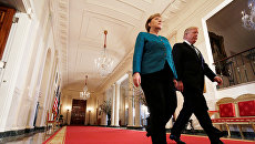 Канцлер Германии Ангела Меркель и президент США Дональд Трамп во время встречи в Вашингтоне. 17 марта 2017 года Канцлер Германии Ангела Меркель и президент США Дональд Трамп во время встречи в Вашингтоне. 17 марта 2017 года