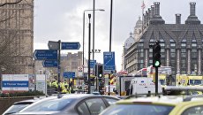 The situation on the ground in the terrorist act of the British Parliament.  archival photo