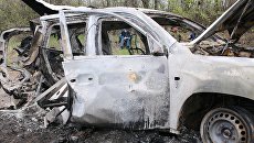 Место подрыва автомобиля сотрудников патруля Специальной мониторинговой миссии ОБСЕ на Украине в районе населенного пункта Пришиб в Луганской области. Архивное фото Место подрыва автомобиля сотрудников патруля Специальной мониторинговой миссии ОБСЕ на Украине в районе населенного пункта Пришиб в Луганской области. Архивное фото