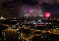 Праздничный салют в честь Дня Победы на Воробьевых горах в Москве Праздничный салют в честь Дня Победы на Воробьевых горах в Москве