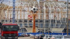 На территории строительства стадиона Мордовия Арена. Архивное фото На территории строительства стадиона Мордовия Арена. Архивное фото