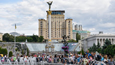 В центре Киева во время празднования Дня города В центре Киева во время празднования Дня города