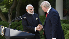 Президент США Дональд Трамп и премьер-министр Индии Нарендра Моди в Белом доме в Вашингтоне. 26 июня 2017 Президент США Дональд Трамп и премьер-министр Индии Нарендра Моди в Белом доме в Вашингтоне. 26 июня 2017