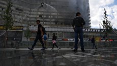 Пожар на улице Новый Арбат в Москве. 18 июля 2017 Пожар на улице Новый Арбат в Москве. 18 июля 2017