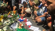 Во время мероприятия посвященного памяти жертв теракта в Барселоне. 18 августа 2017 Во время мероприятия посвященного памяти жертв теракта в Барселоне. 18 августа 2017