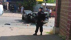 На месте взрыва автомобиля в Уфе. 28 августа 2017 На месте взрыва автомобиля в Уфе. 28 августа 2017
