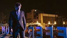 Председатель Женералитета Карлес Пучдемон на митинге в Барселоне в поддержку референдума о независимости Каталонии. 29 сентября 2017 Председатель Женералитета Карлес Пучдемон на митинге в Барселоне в поддержку референдума о независимости Каталонии. 29 сентября 2017