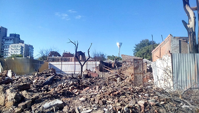 Дома на Театральном спуске в Ростове-на-Дону после крупного пожара