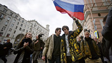 Участники во время несанкционированной акции в Москве. Архивное фото Участники во время несанкционированной акции в Москве. Архивное фото