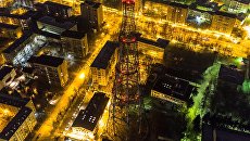 Вечерний вид на Шуховскую башню в Москве Вечерний вид на Шуховскую башню в Москве