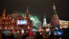 Во время празднования Нового года в Москве Во время празднования Нового года в Москве