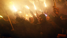 Активисты различных националистических партий во время митинга в Киеве, Украина. 1 января 2018 Активисты различных националистических партий во время митинга в Киеве, Украина. 1 января 2018