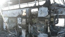Автобус, сгоревший в Актюбинской области Казахстана Автобус, сгоревший в Актюбинской области Казахстана