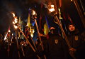 Участники факельного шествия активистов праворадикальных организаций, приуроченного ко дню гибели главнокомандующего УПА Романа Шухевича 5 марта 1950 года Участники факельного шествия активистов праворадикальных организаций, приуроченного ко дню гибели главнокомандующего УПА Романа Шухевича 5 марта 1950 года