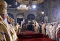 Патриарх Московский и всея Руси Кирилл и патриарх Болгарский, митрополит Софийский Неофит во время божественной литургии в кафедральном соборе князя Александра Невского в Софии Патриарх Московский и всея Руси Кирилл и патриарх Болгарский, митрополит Софийский Неофит во время божественной литургии в кафедральном соборе князя Александра Невского в Софии
