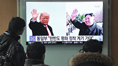 Трансляция новостей про будущую встречу президента США Дональда Трампа и лидера КНДР Ким Чен Ына. 9 марта 2018 Трансляция новостей про будущую встречу президента США Дональда Трампа и лидера КНДР Ким Чен Ына. 9 марта 2018