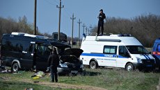 На месте ДТП на железнодорожном переезде под городом Армянск в Крыму. 8 апреля 2018 На месте ДТП на железнодорожном переезде под городом Армянск в Крыму. 8 апреля 2018
