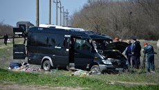 На месте ДТП на железнодорожном переезде под городом Армянск в Крыму. 8 апреля 2018 На месте ДТП на железнодорожном переезде под городом Армянск в Крыму. 8 апреля 2018