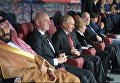 Президент РФ Владимир Путин на торжественной церемонии открытия чемпионата мира по футболу - 2018 на стадионе Лужники перед стартовым матчем турнира между сборными России и Саудовской Аравии. 14 июня 2018 Президент РФ Владимир Путин на торжественной церемонии открытия чемпионата мира по футболу - 2018 на стадионе Лужники перед стартовым матчем турнира между сборными России и Саудовской Аравии. 14 июня 2018