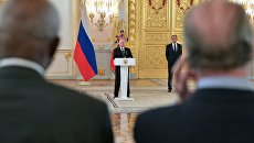 Президент РФ Владимир Путин выступает на церемонии вручения верительных грамот послов иностранных государств. 11 октября 2018 Президент РФ Владимир Путин выступает на церемонии вручения верительных грамот послов иностранных государств. 11 октября 2018