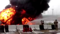 Столб огня и черного дыма. Кадры пожара на нефтебазе в Приангарье Столб огня и черного дыма. Кадры пожара на нефтебазе в Приангарье